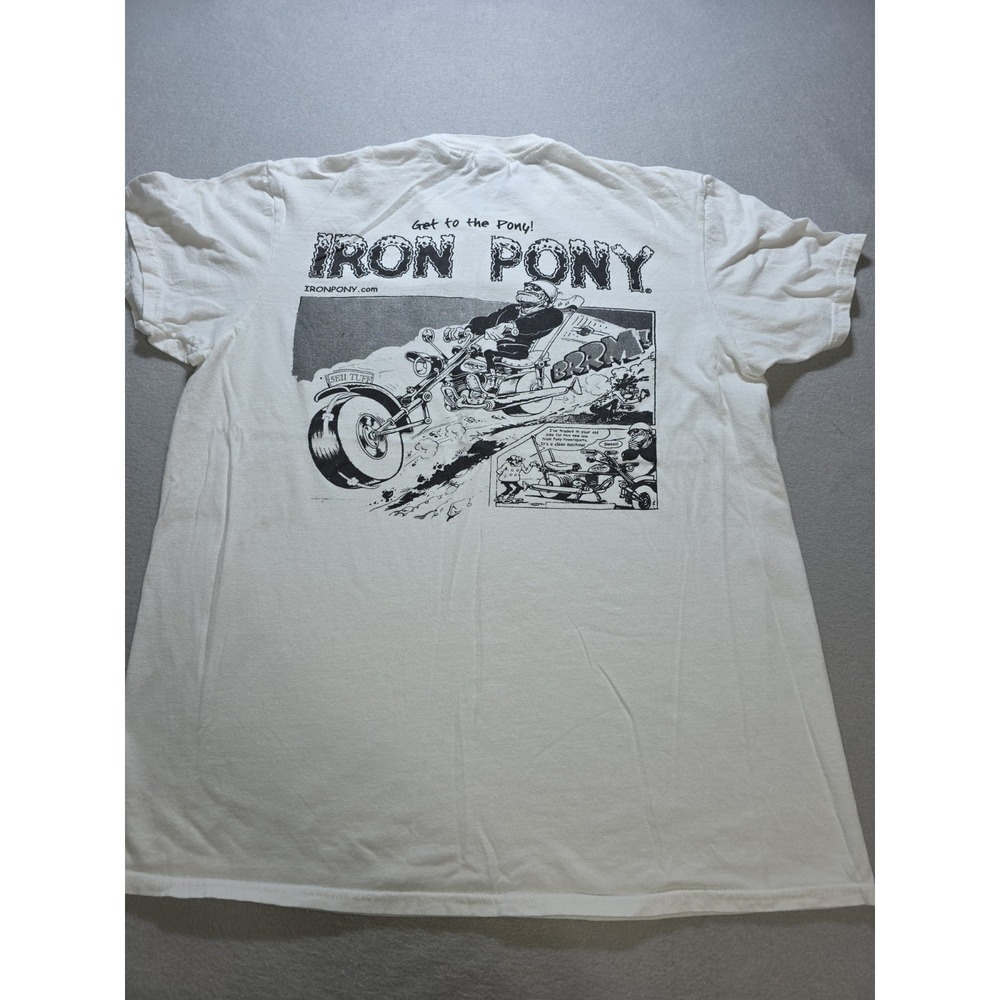 Iron Pony T-Shirt Mens Large White Motorsports Graphic Short Sleeve Sz L